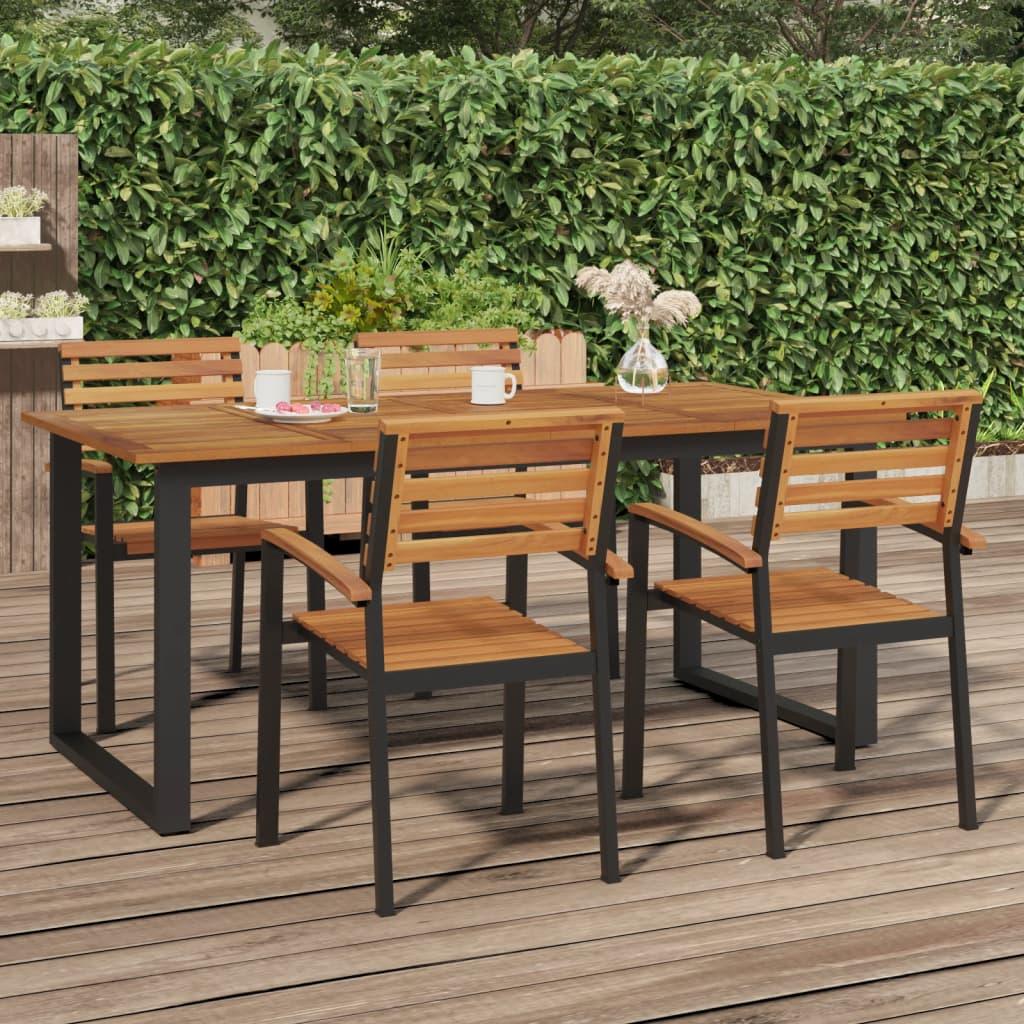 Patio Table with U-shaped Legs 70.9"x35.4"x29.5" Solid Wood Acacia at Set Shop and Smile