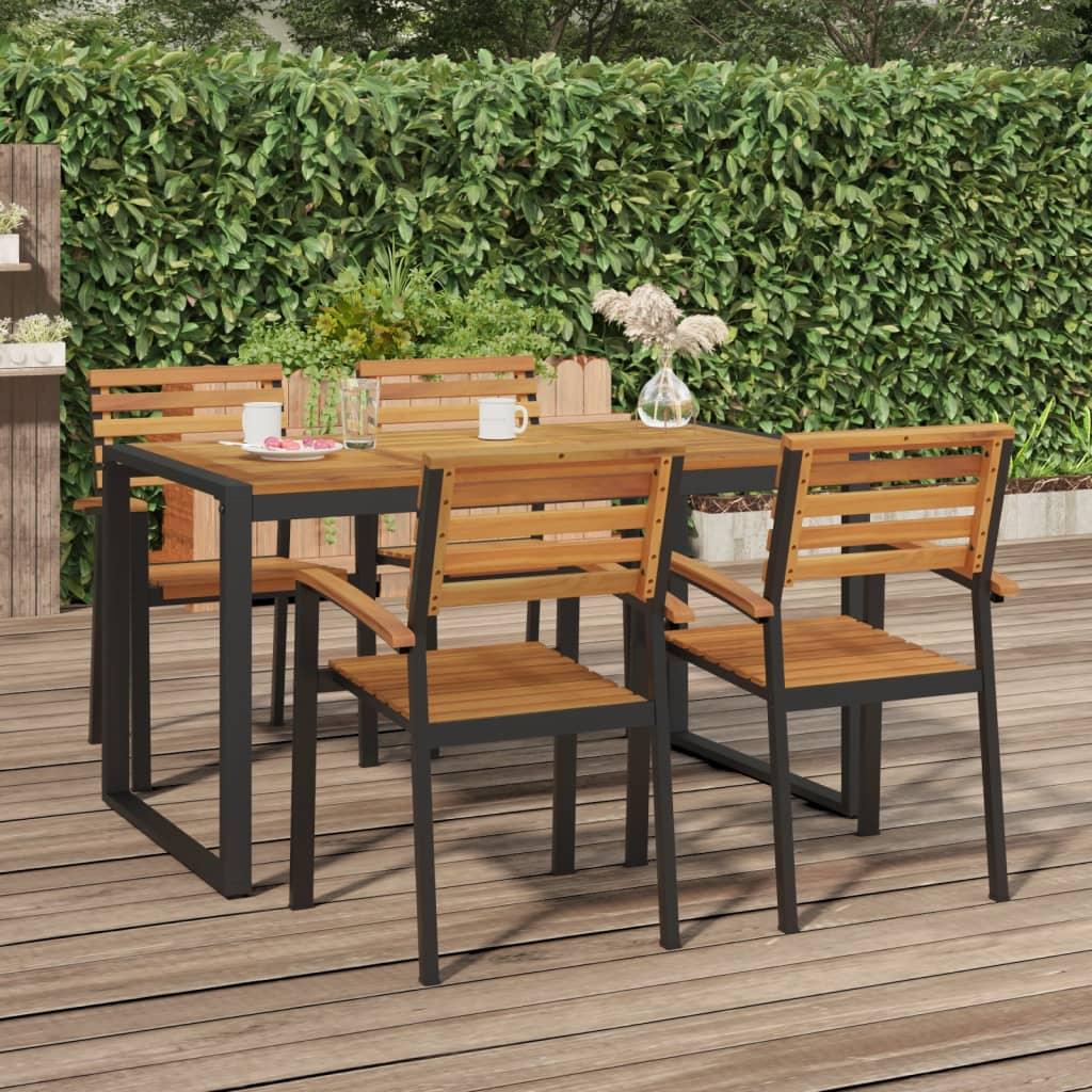 Patio Table with U-shaped Legs 55.1"x31.5"x29.5" Solid Wood Acacia at Set Shop and Smile