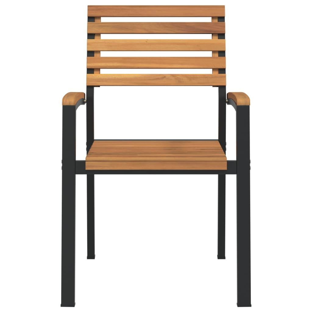 Stackable Patio Chairs 4 pcs Solid Wood Acacia and Metal at Set Shop and Smile