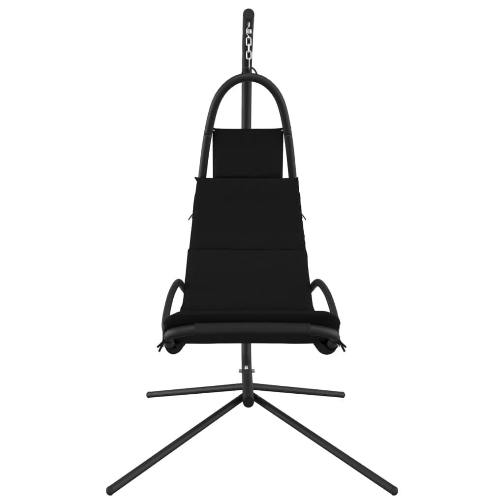 Garden Swing Chair with Cushion Black Oxford Fabric and Steel at Set Shop and Smile