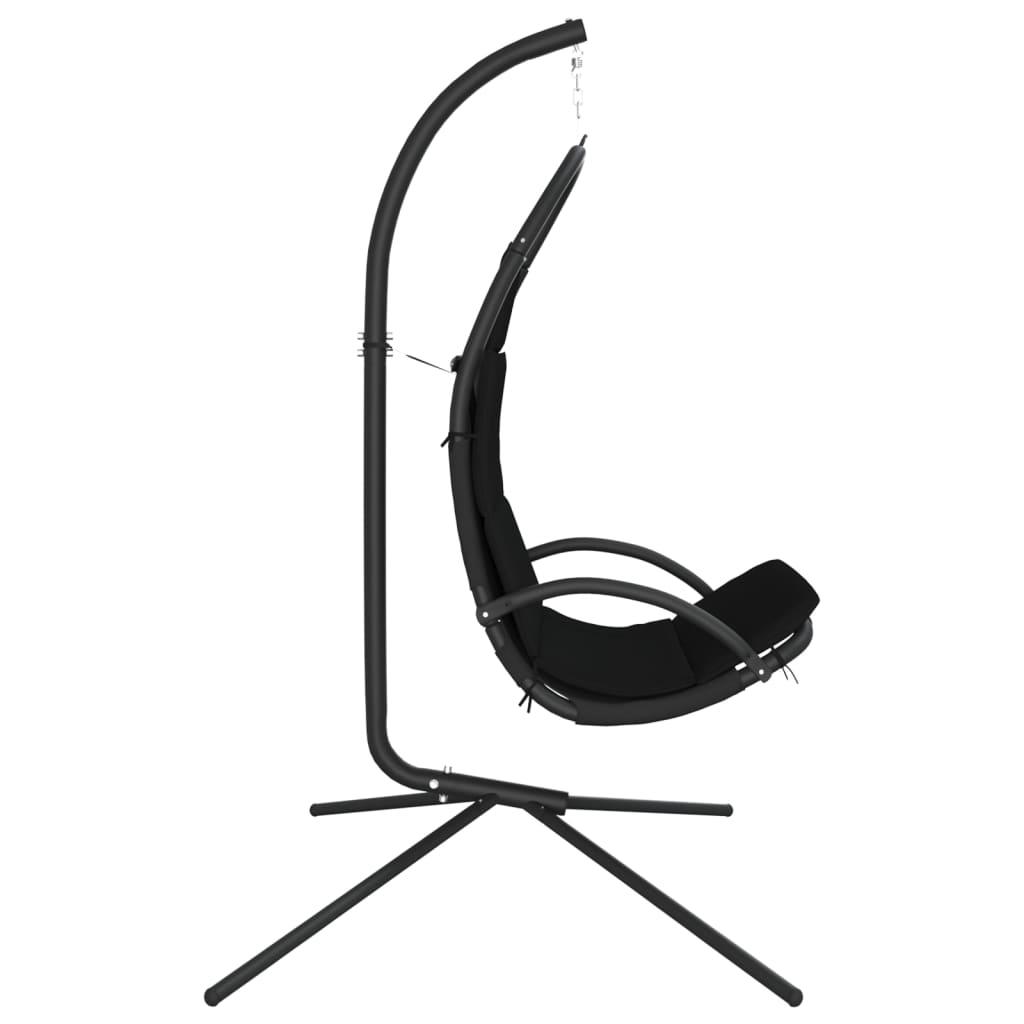 Garden Swing Chair with Cushion Black Oxford Fabric and Steel at Set Shop and Smile
