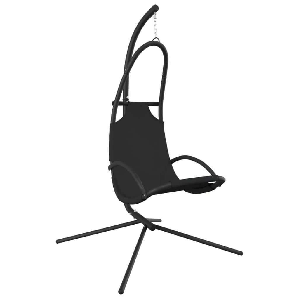 Garden Swing Chair with Cushion Black Oxford Fabric and Steel at Set Shop and Smile