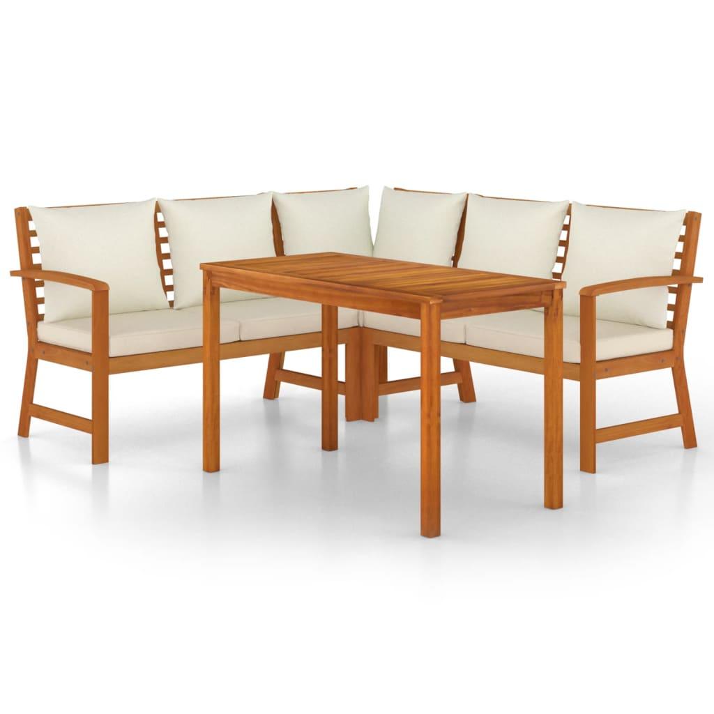 4 Piece Patio Dining Set with Cushions Solid Wood Acacia at Set Shop and Smile