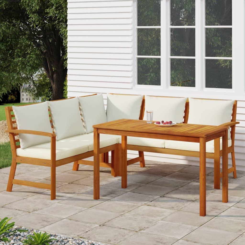 4 Piece Patio Dining Set with Cushions Solid Wood Acacia at Set Shop and Smile