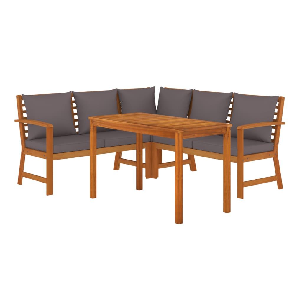 4 Piece Patio Dining Set with Cushions Solid Wood Acacia at Set Shop and Smile