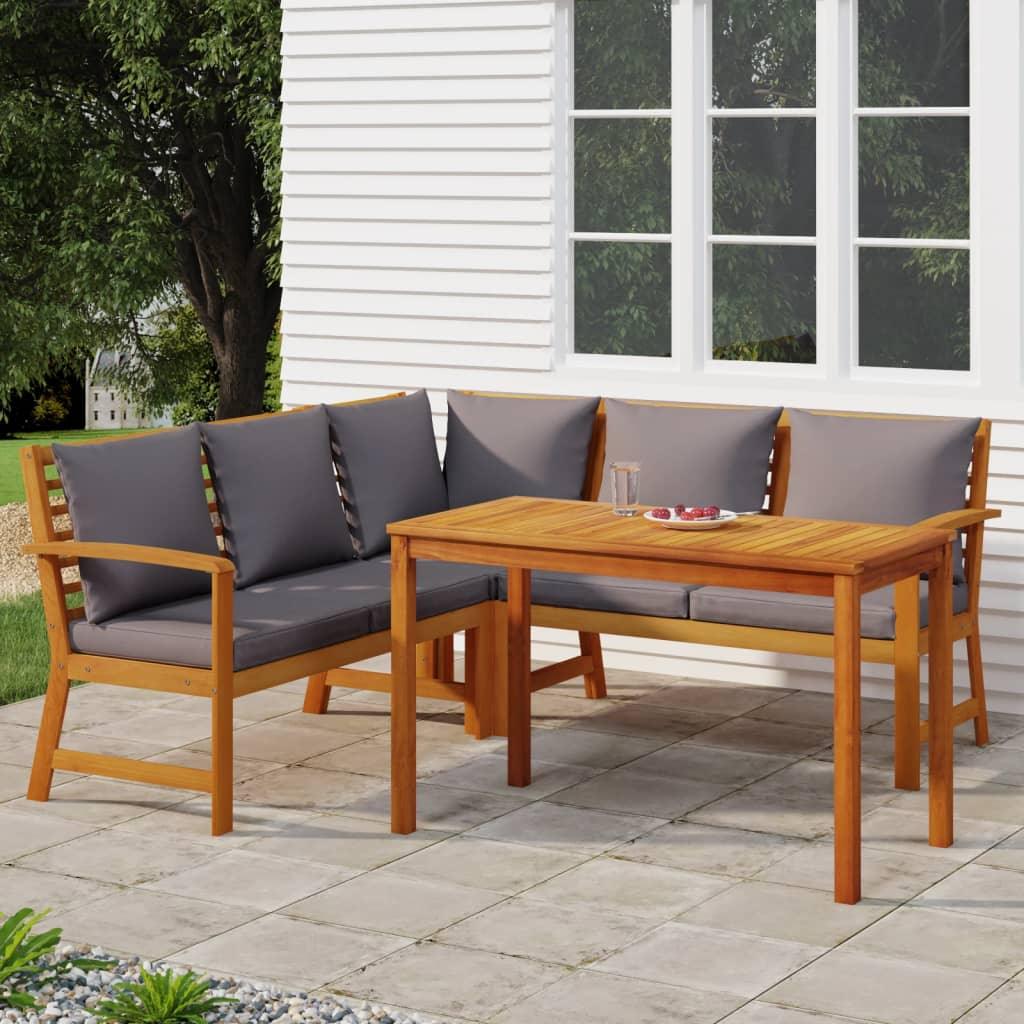 4 Piece Patio Dining Set with Cushions Solid Wood Acacia at Set Shop and Smile
