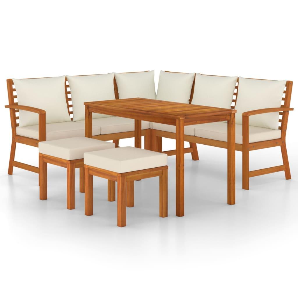6 Piece Patio Dining Set with Cushions Solid Wood Acacia at Set Shop and Smile