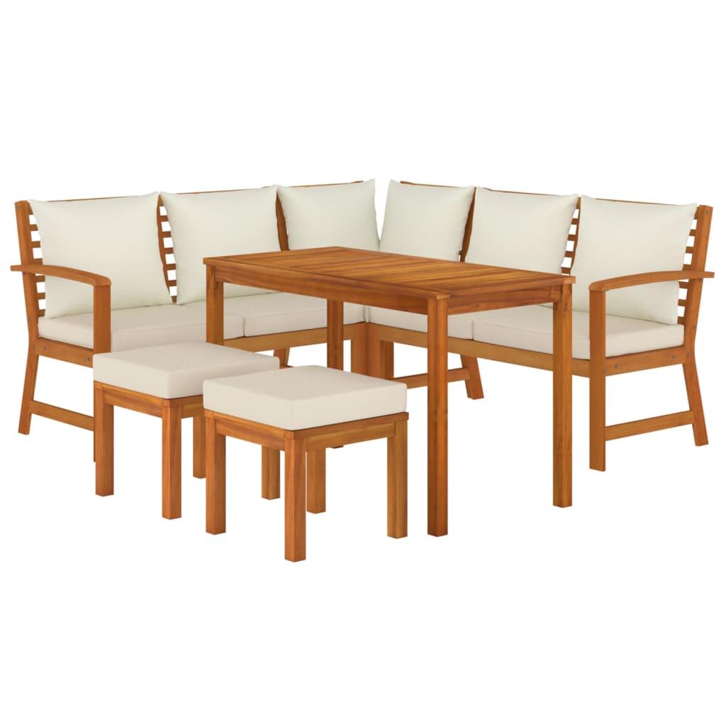 6 Piece Patio Dining Set with Cushions Solid Wood Acacia at Set Shop and Smile