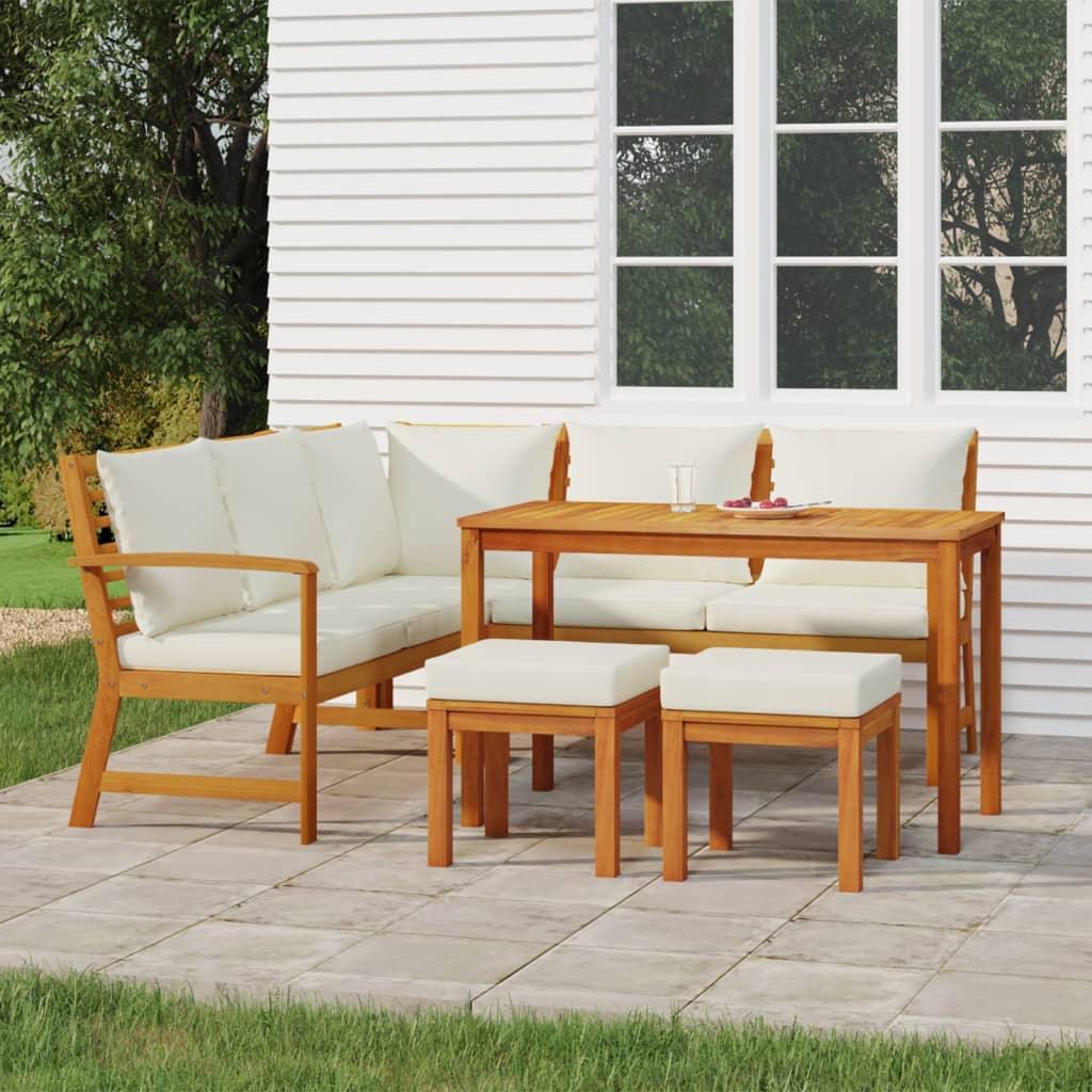 6 Piece Patio Dining Set with Cushions Solid Wood Acacia at Set Shop and Smile