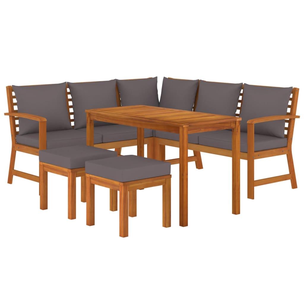 6 Piece Patio Dining Set with Cushions Solid Wood Acacia at Set Shop and Smile