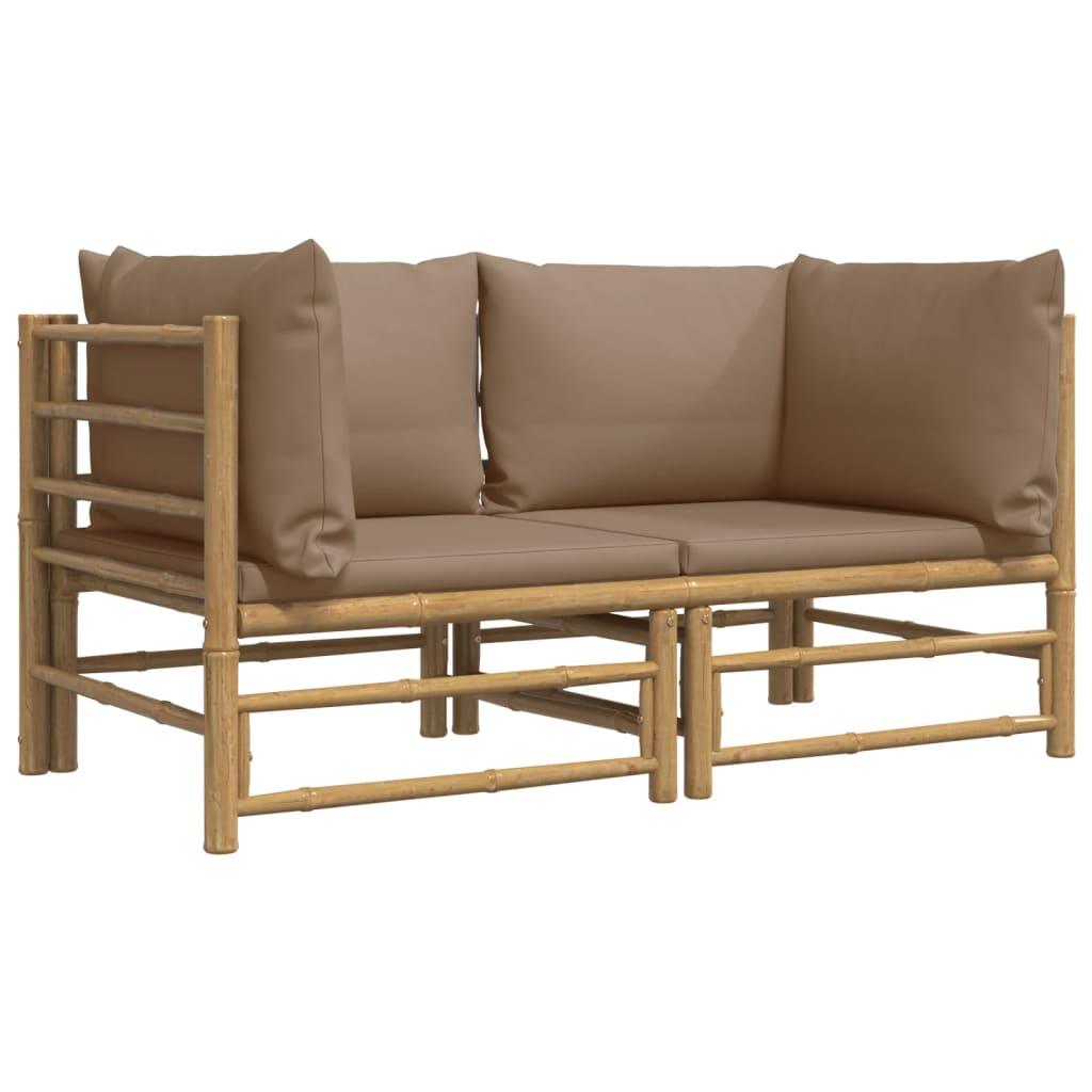 Patio Corner Sofas with Taupe Cushions 2 pcs Bamboo at Set Shop and Smile