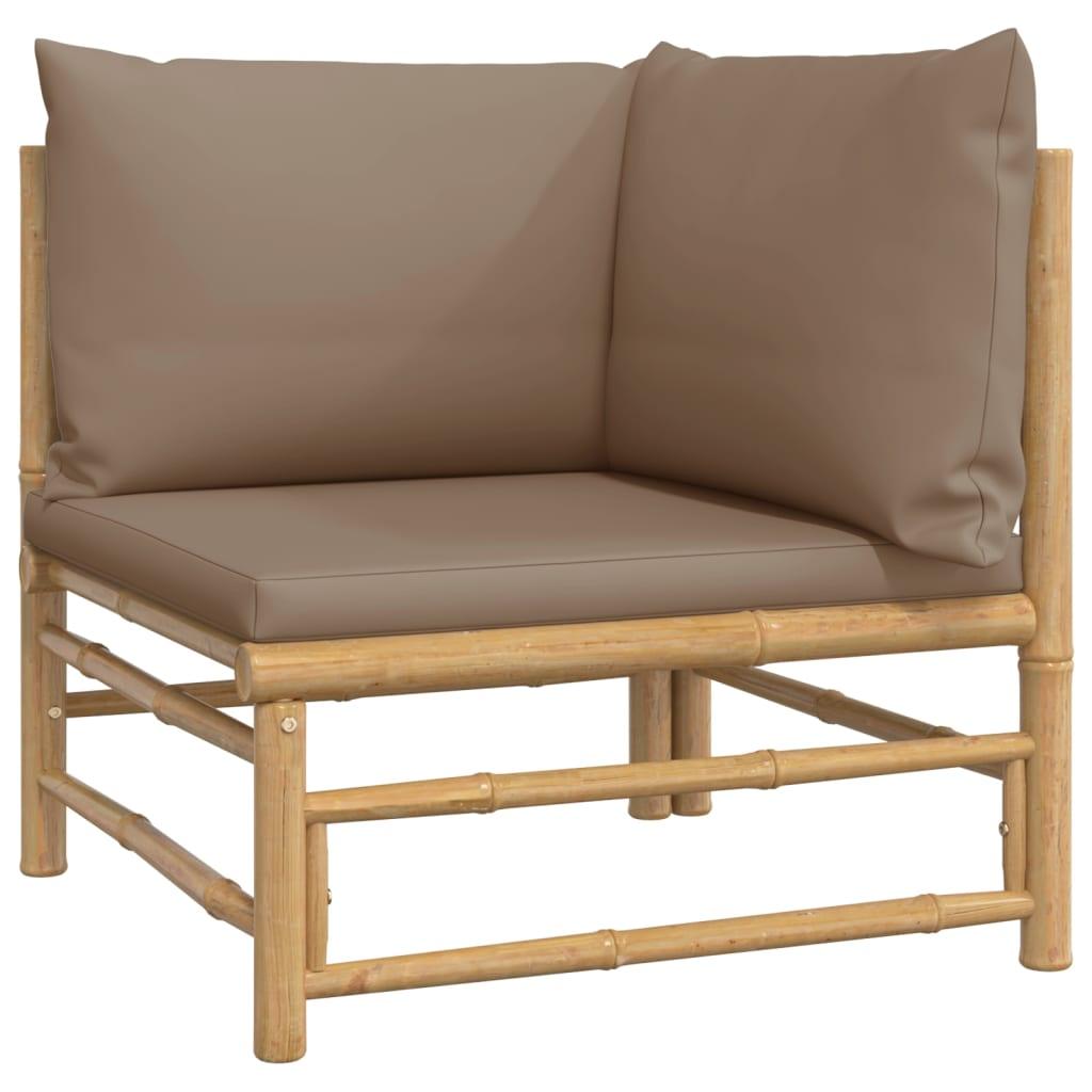 8 Piece Patio Lounge Set with Taupe Cushions Bamboo at Set Shop and Smile