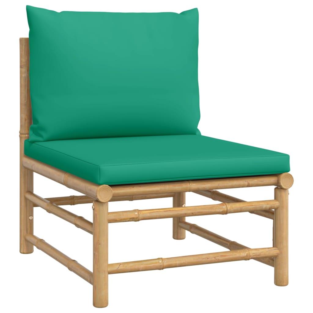 5 Piece Patio Lounge Set with Green Cushions Bamboo at Set Shop and Smile