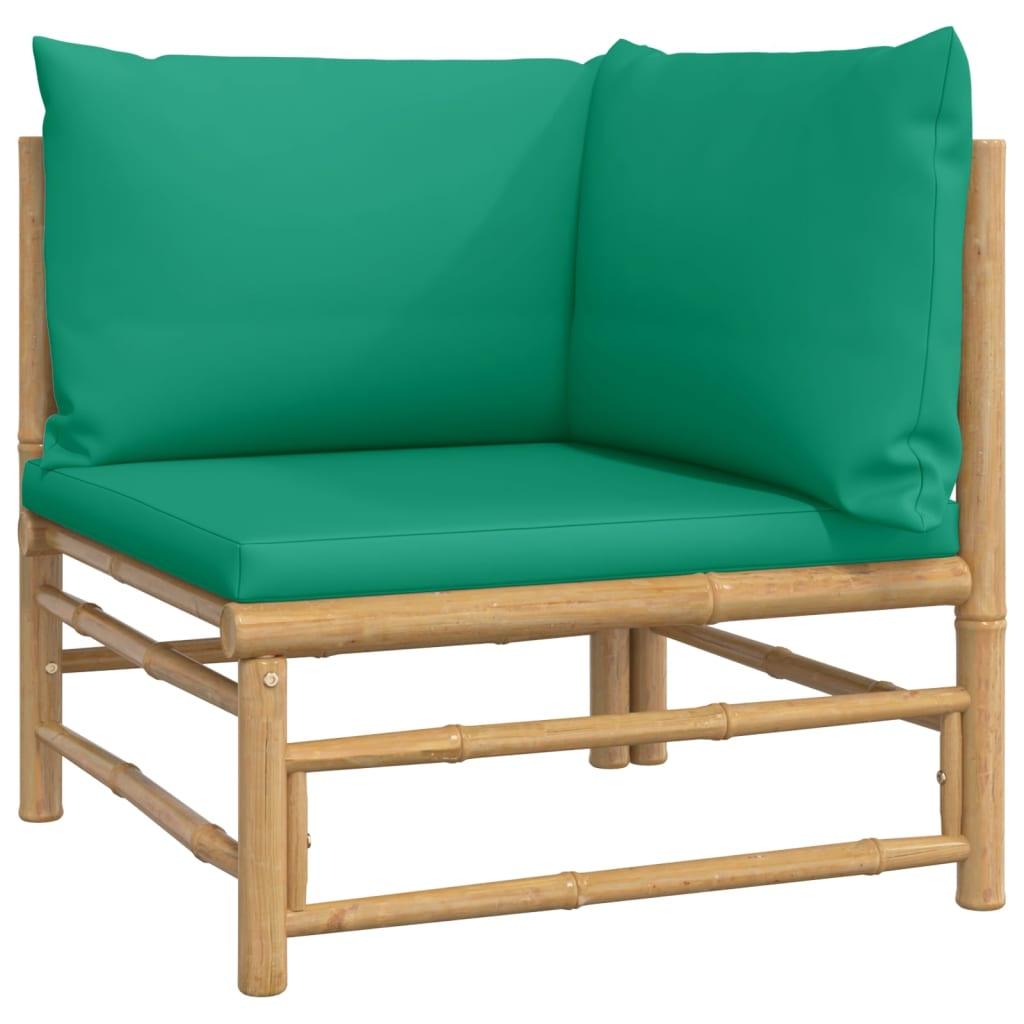 12 Piece Patio Lounge Set with Green Cushions Bamboo at Set Shop and Smile