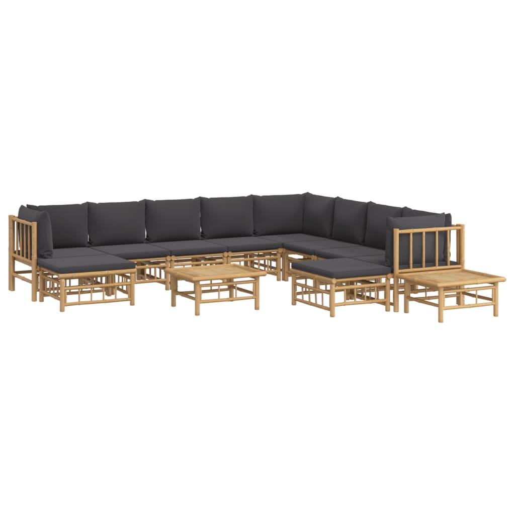 12 Piece Patio Lounge Set with Dark Gray Cushions Bamboo at Set Shop and Smile