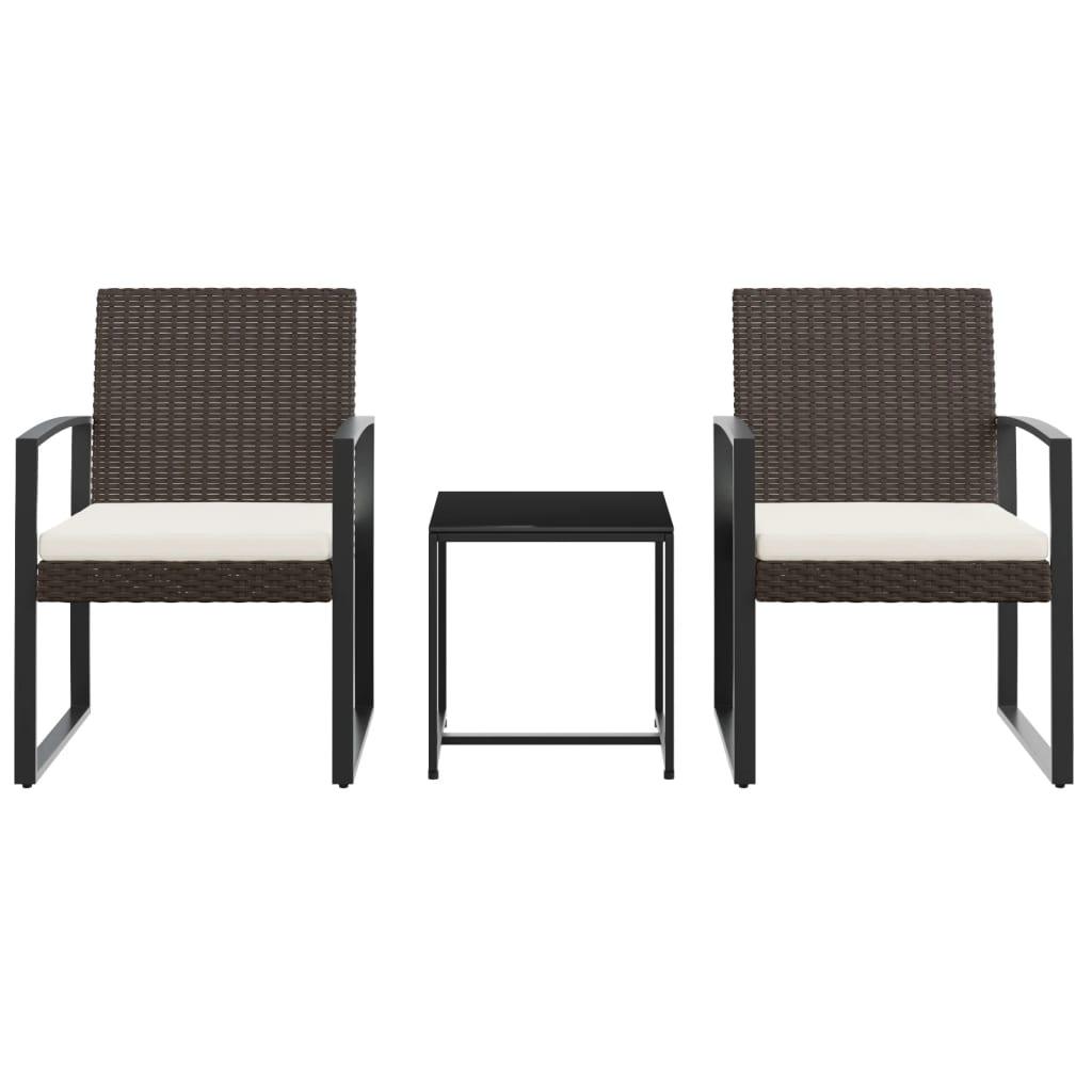 3 piece Patio Dining Set with Cushions Brown PP Rattan at Set Shop and Smile