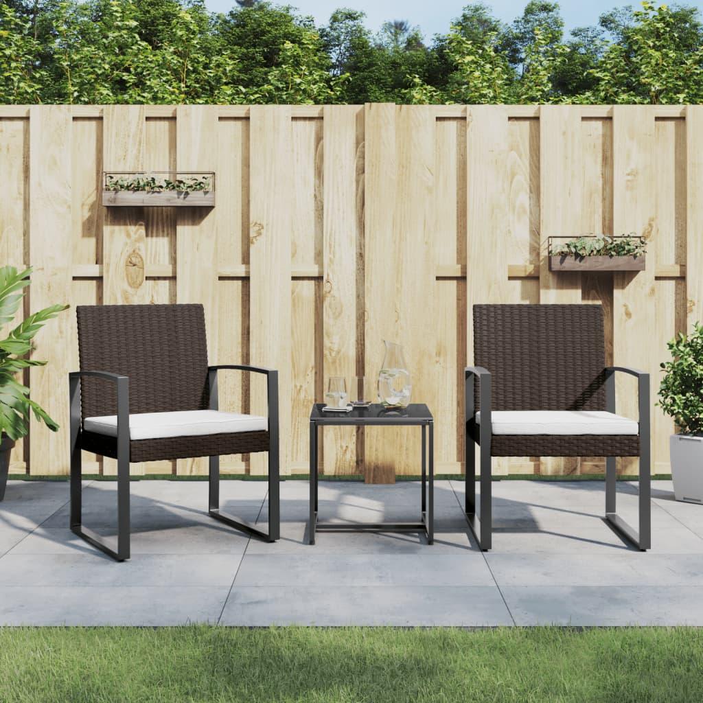 3 piece Patio Dining Set with Cushions Brown PP Rattan at Set Shop and Smile
