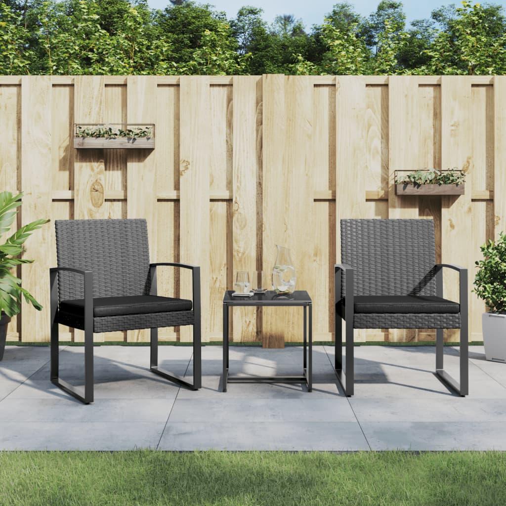 3 piece Patio Dining Set with Cushions Dark Gray PP Rattan at Set Shop and Smile