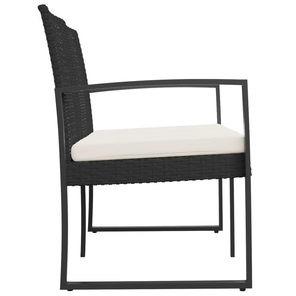 2-Seater Patio Bench with Cushions Black PP Rattan at Set Shop and Smile