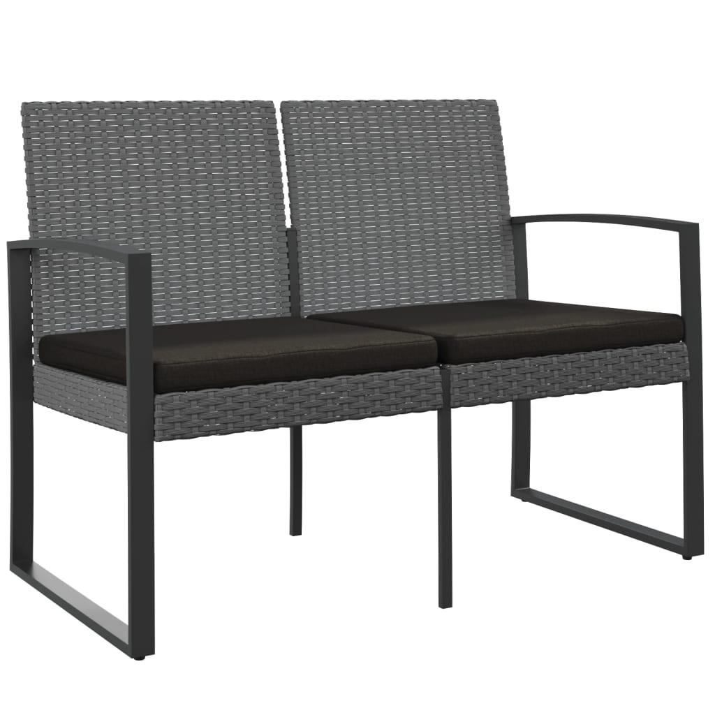 2-Seater Patio Bench with Cushions Dark Gray PP Rattan at Set Shop and Smile