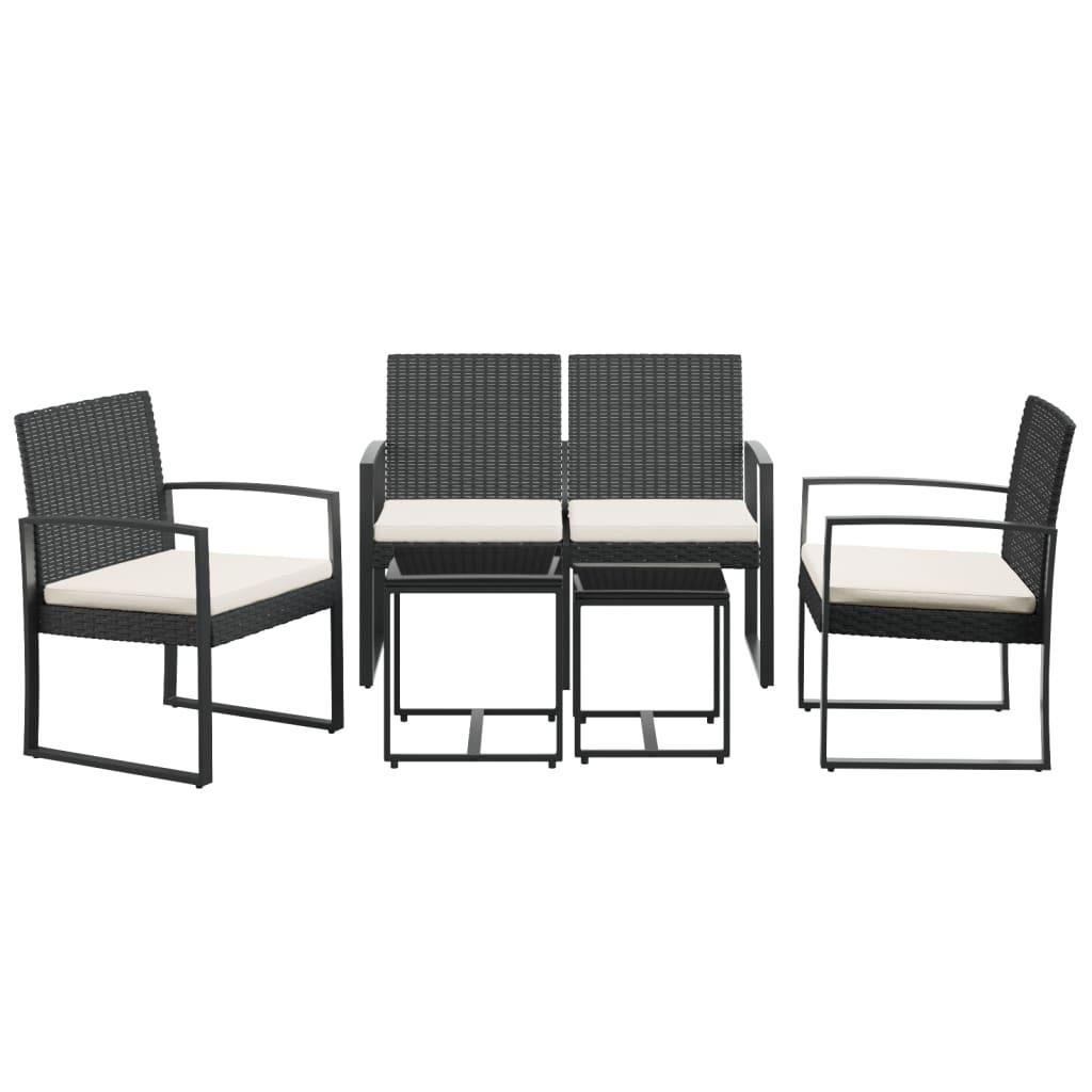 5 piece Patio Dining Set with Cushions Black PP Rattan at Set Shop and Smile