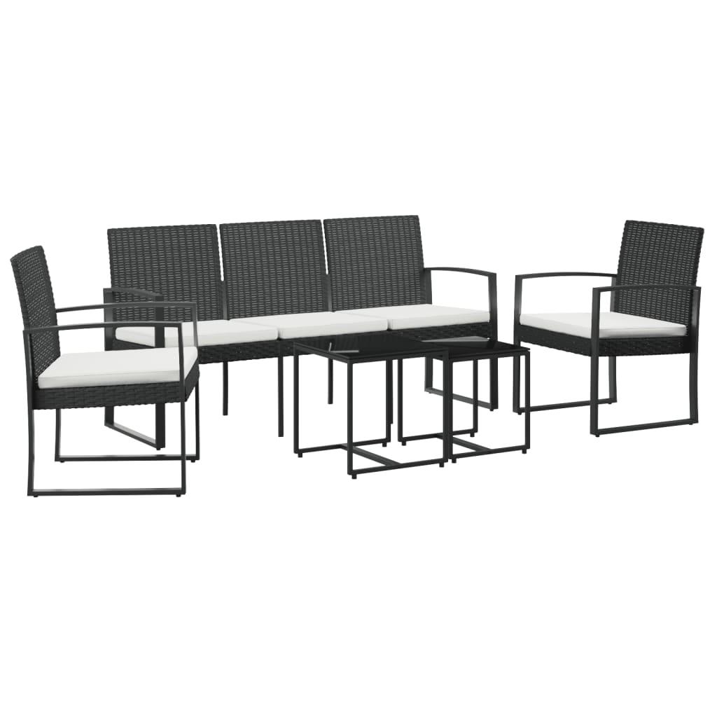 5 piece Patio Dining Set with Cushions Black PP Rattan at Set Shop and Smile
