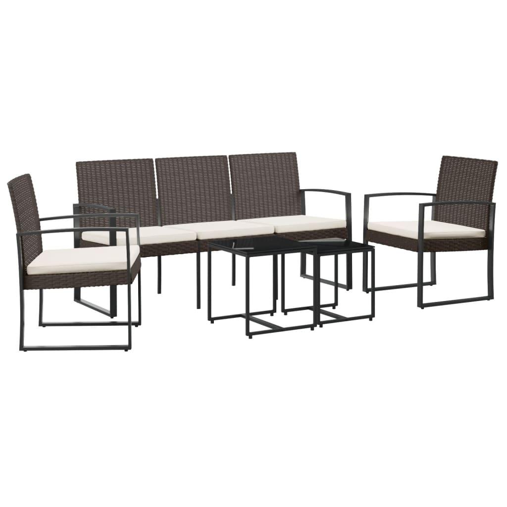 5 piece Patio Dining Set with Cushions Brown PP Rattan at Set Shop and Smile