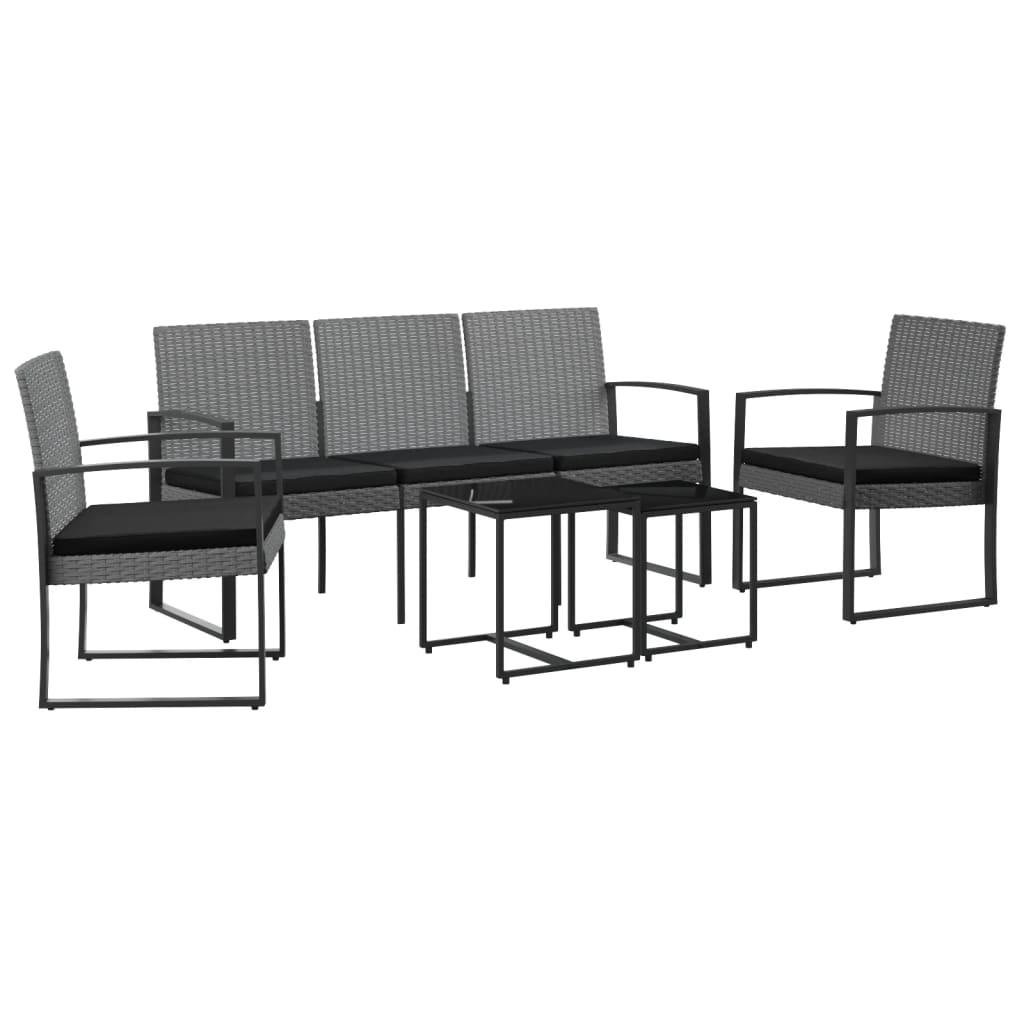 5 piece Patio Dining Set with Cushions Dark Gray PP Rattan at Set Shop and Smile
