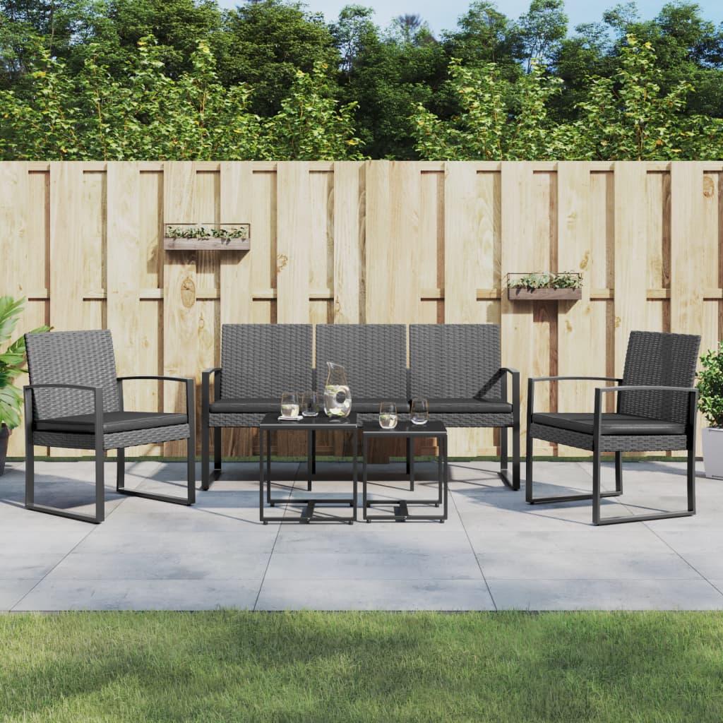 5 piece Patio Dining Set with Cushions Dark Gray PP Rattan at Set Shop and Smile