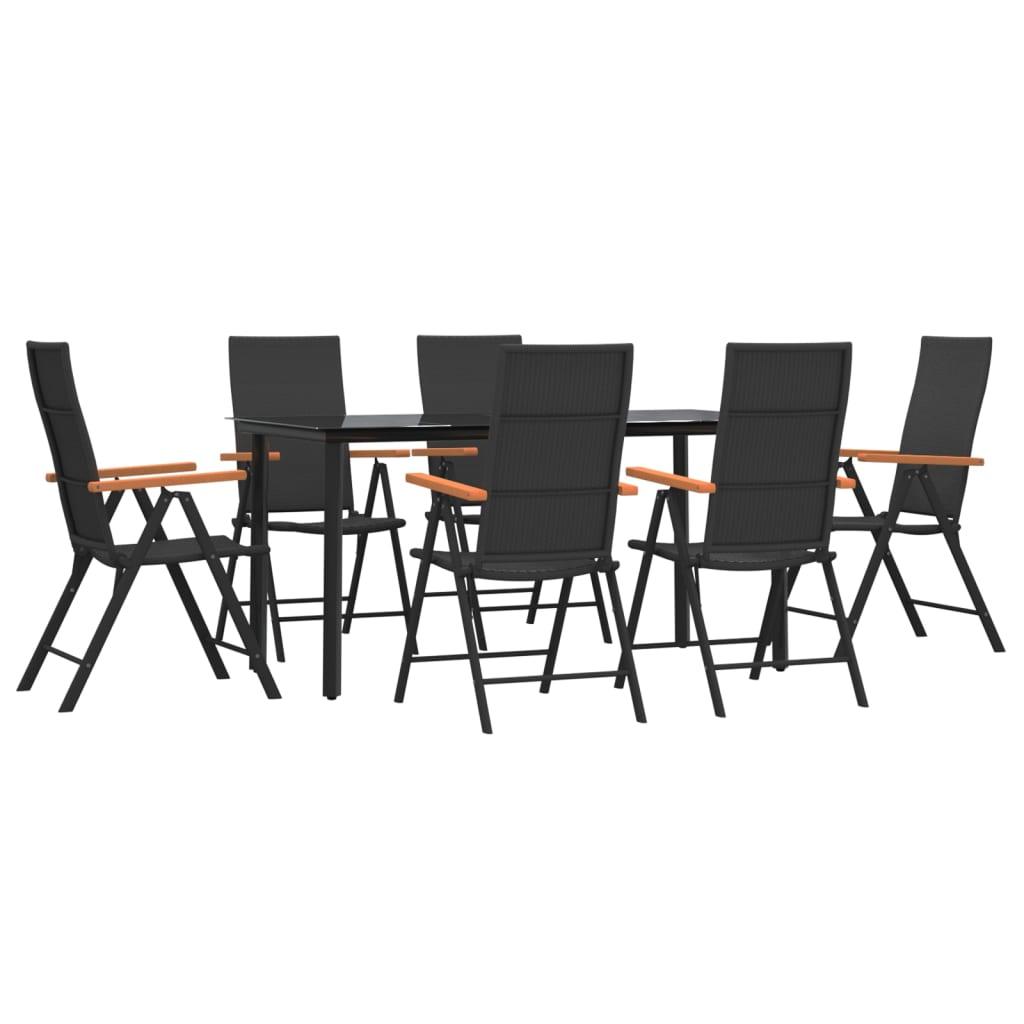 7 Piece Patio Dining Set Black and Brown Poly Rattan at Set Shop and Smile