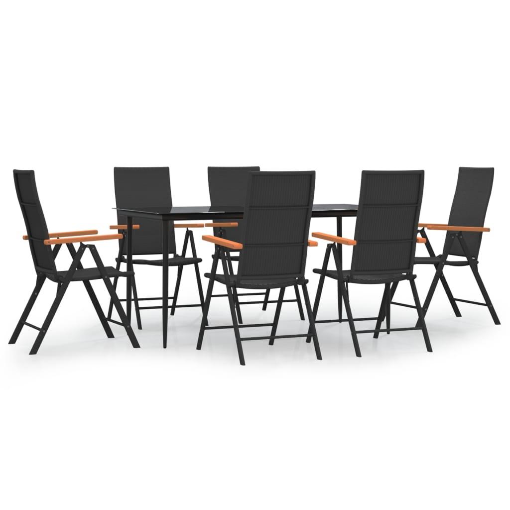7 Piece Patio Dining Set Black and Brown Poly Rattan at Set Shop and Smile