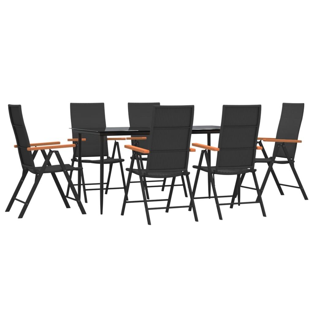 7 Piece Patio Dining Set Black and Brown Poly Rattan at Set Shop and Smile