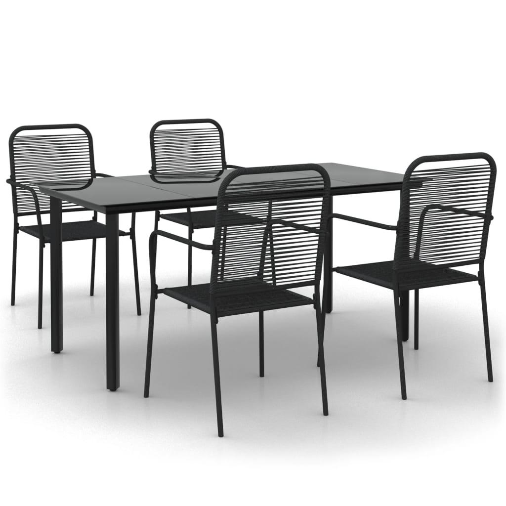 5 Piece Patio Dining Set Black Cotton Rope and Steel at Set Shop and Smile