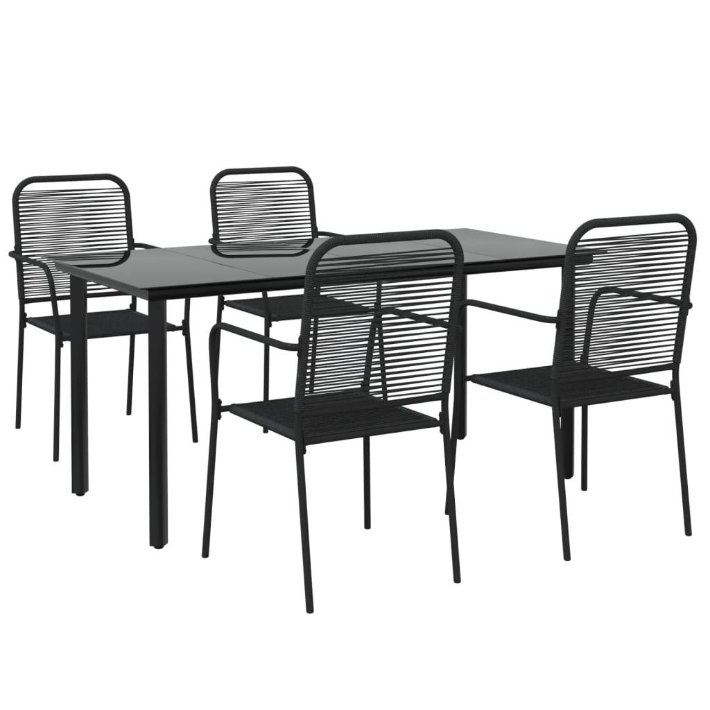 5 Piece Patio Dining Set Black Cotton Rope and Steel at Set Shop and Smile