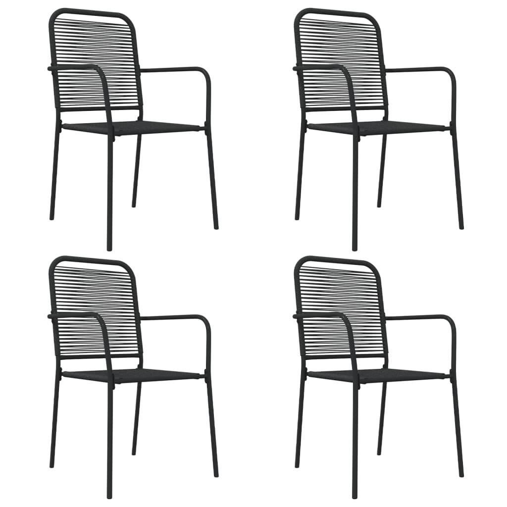 5 Piece Patio Dining Set Black Cotton Rope and Steel at Set Shop and Smile