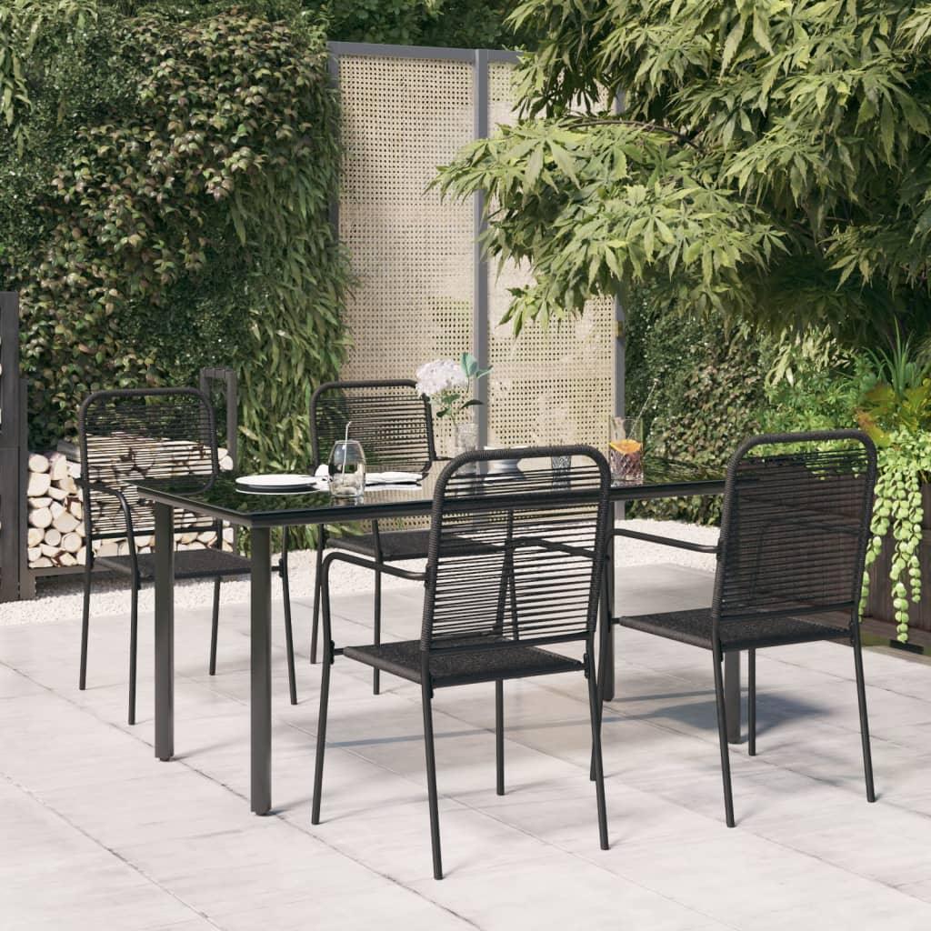 5 Piece Patio Dining Set Black Cotton Rope and Steel at Set Shop and Smile