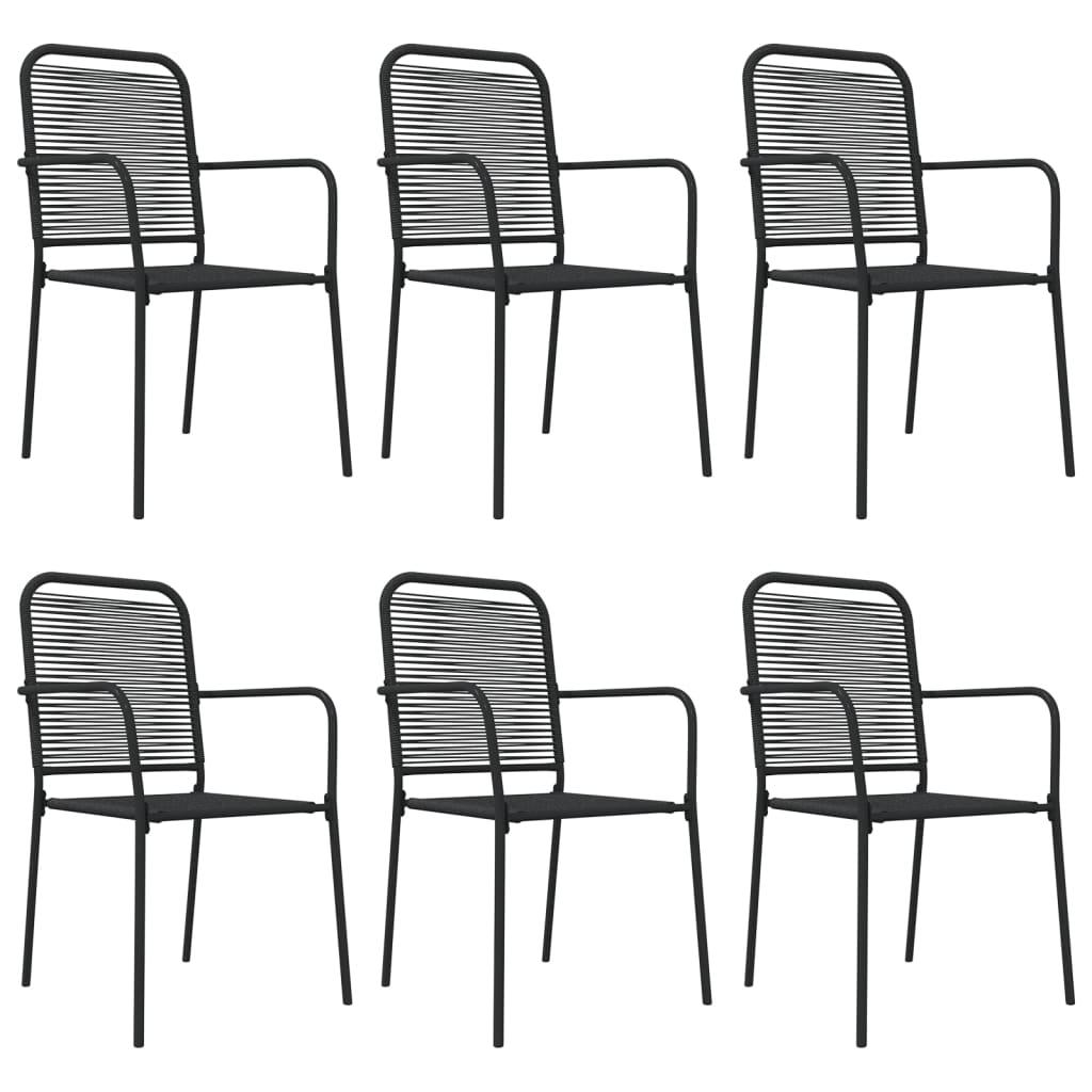 7 Piece Patio Dining Set Black Cotton Rope and Steel at Set Shop and Smile