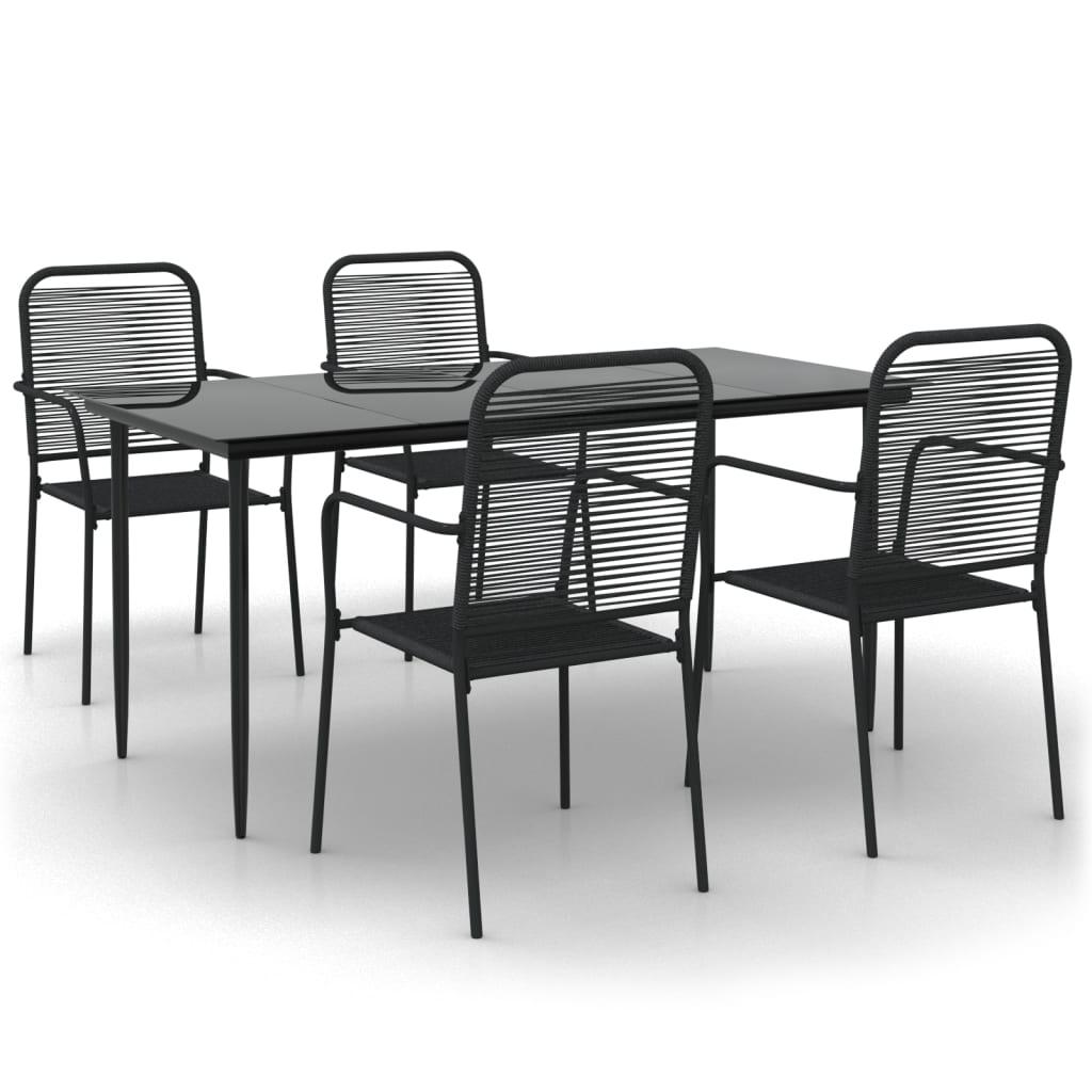 5 Piece Patio Dining Set Black Cotton Rope and Steel at Set Shop and Smile