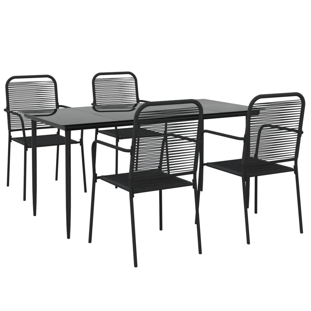 5 Piece Patio Dining Set Black Cotton Rope and Steel at Set Shop and Smile