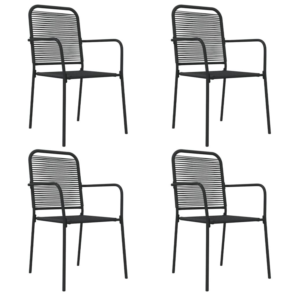5 Piece Patio Dining Set Black Cotton Rope and Steel at Set Shop and Smile