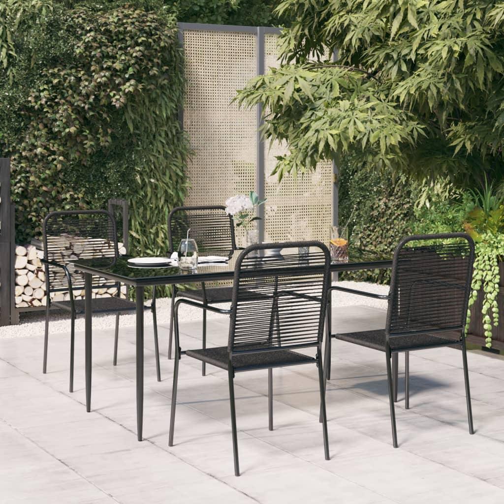 5 Piece Patio Dining Set Black Cotton Rope and Steel at Set Shop and Smile