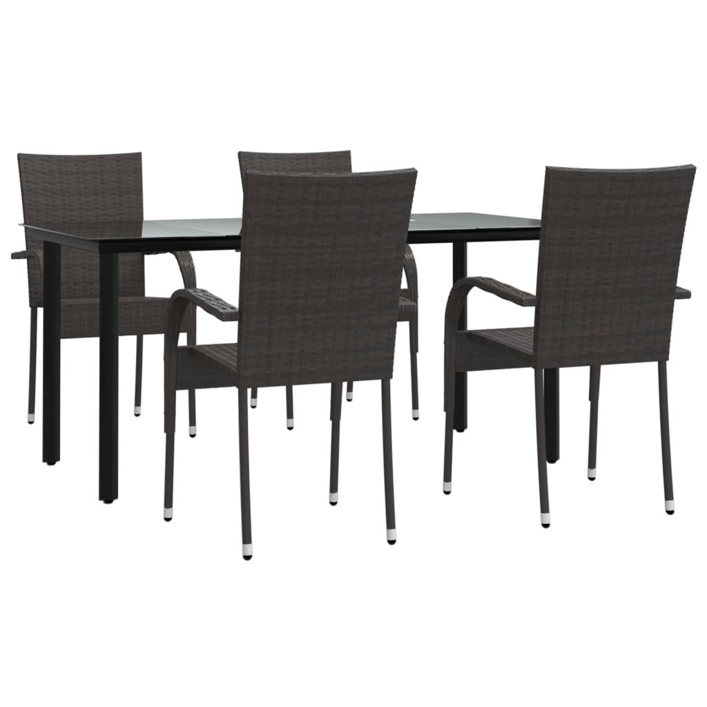 5 Piece Patio Dining Set Brown Poly Rattan at Set Shop and Smile