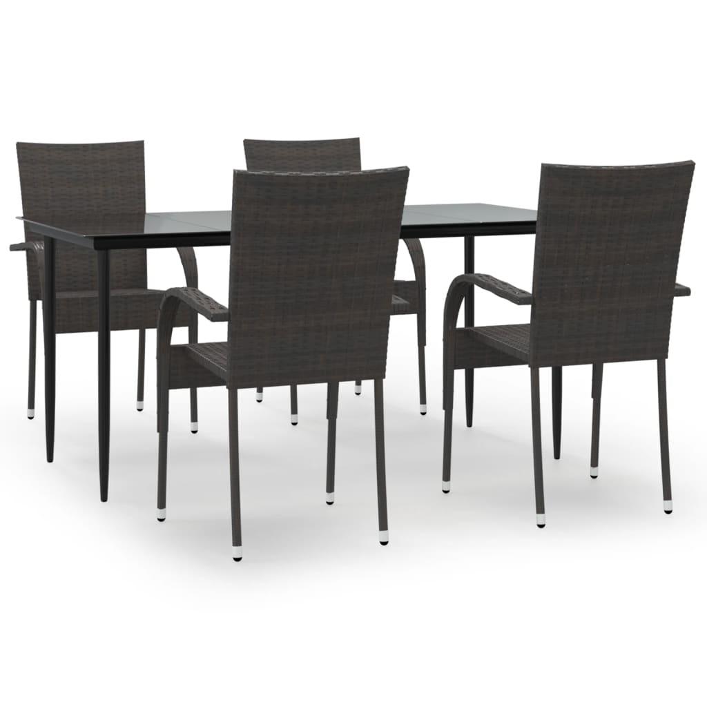 5 Piece Patio Dining Set Brown Poly Rattan at Set Shop and Smile
