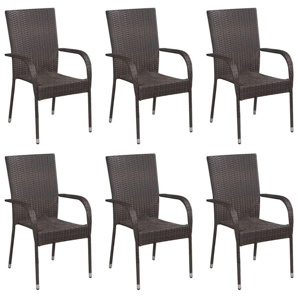 7 Piece Patio Dining Set Brown Poly Rattan at Set Shop and Smile