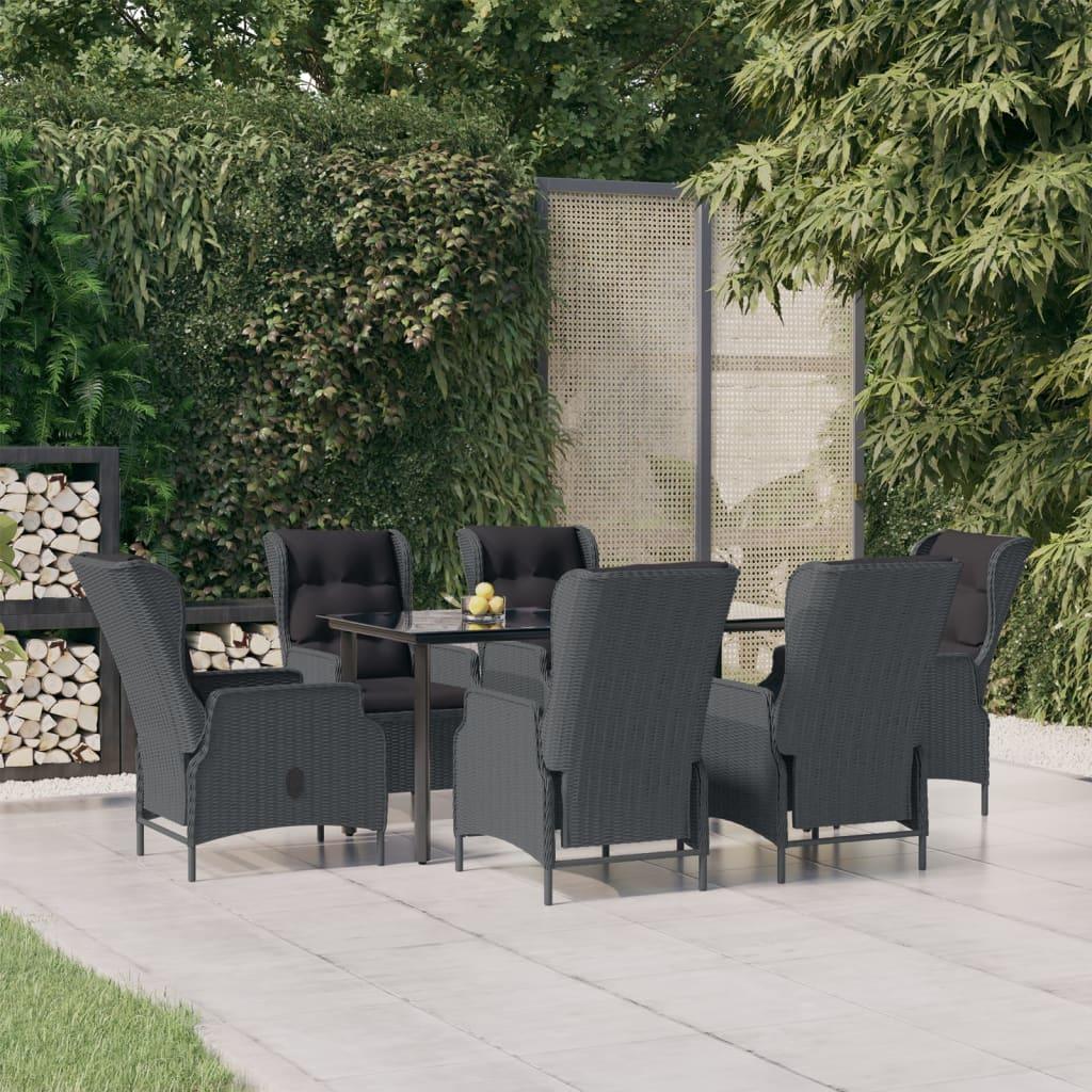7 Piece Patio Dining Set Dark Gray Poly Rattan at Set Shop and Smile