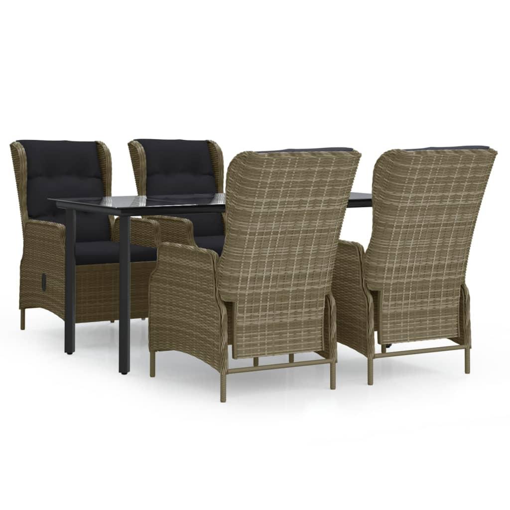 5 Piece Patio Dining Set Brown Poly Rattan at Set Shop and Smile