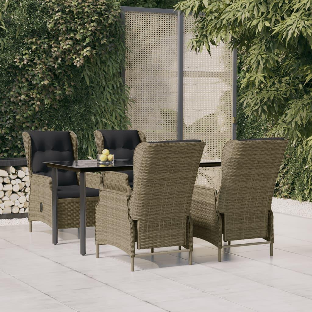 5 Piece Patio Dining Set Brown Poly Rattan at Set Shop and Smile