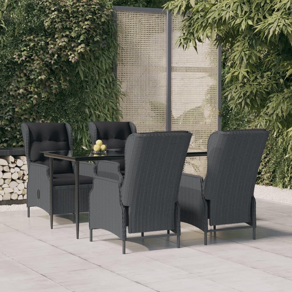 5 Piece Patio Dining Set Dark Gray Poly Rattan at Set Shop and Smile