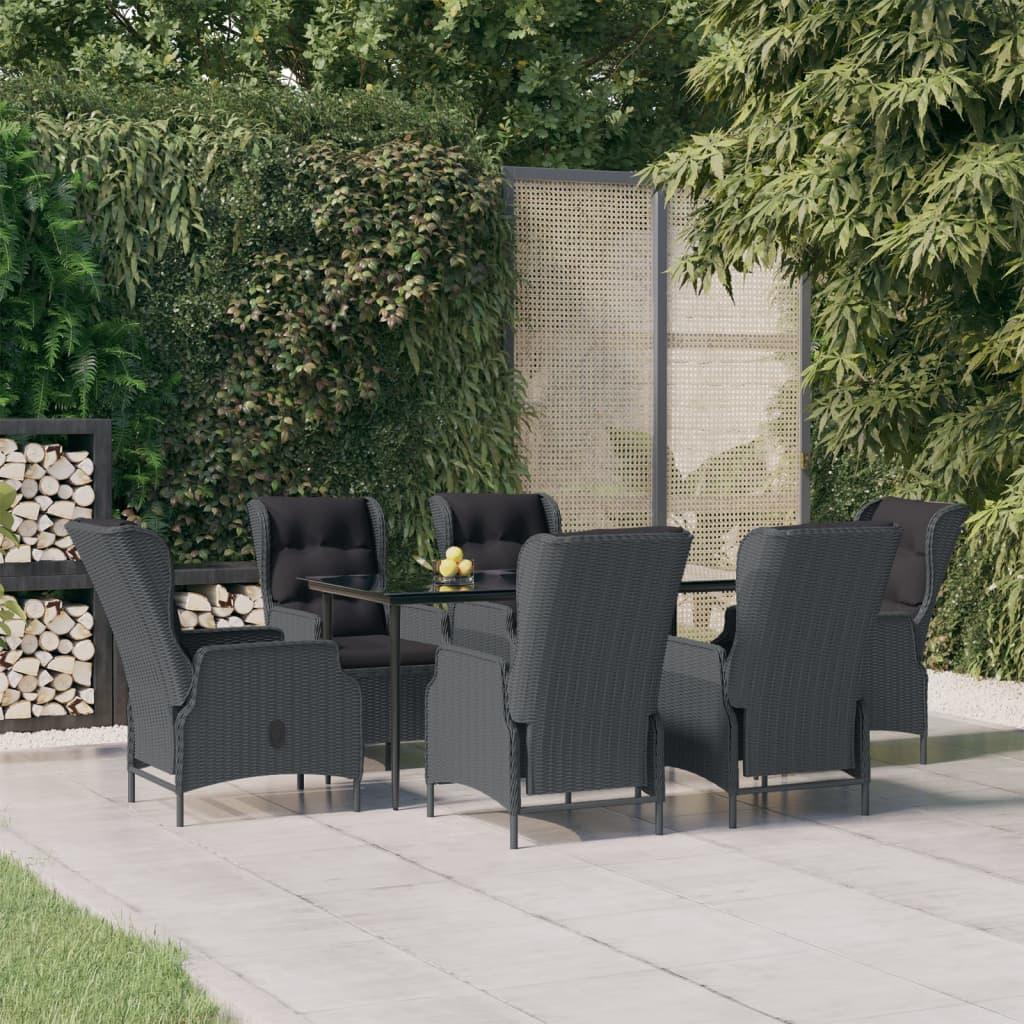 7 Piece Patio Dining Set Dark Gray Poly Rattan at Set Shop and Smile