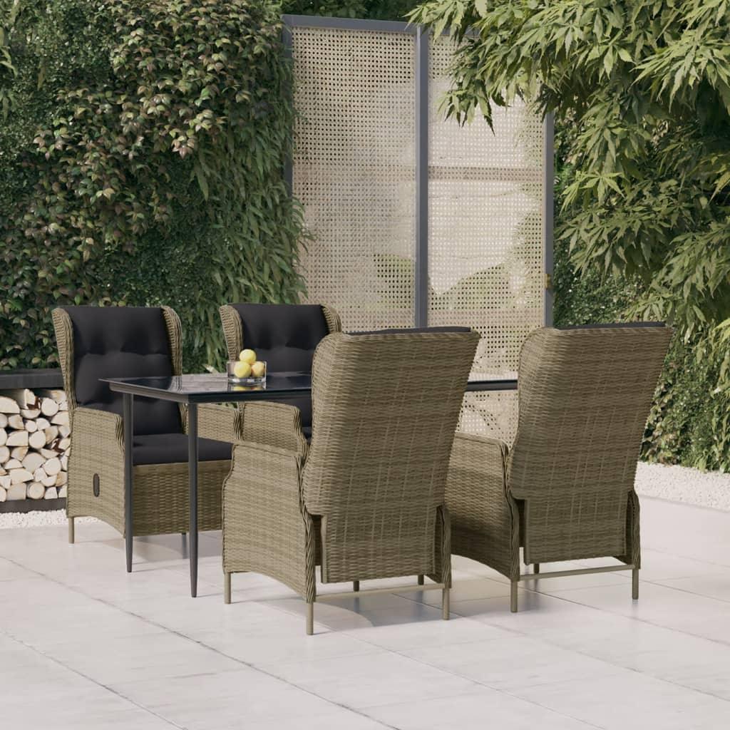 5 Piece Patio Dining Set Brown Poly Rattan at Set Shop and Smile